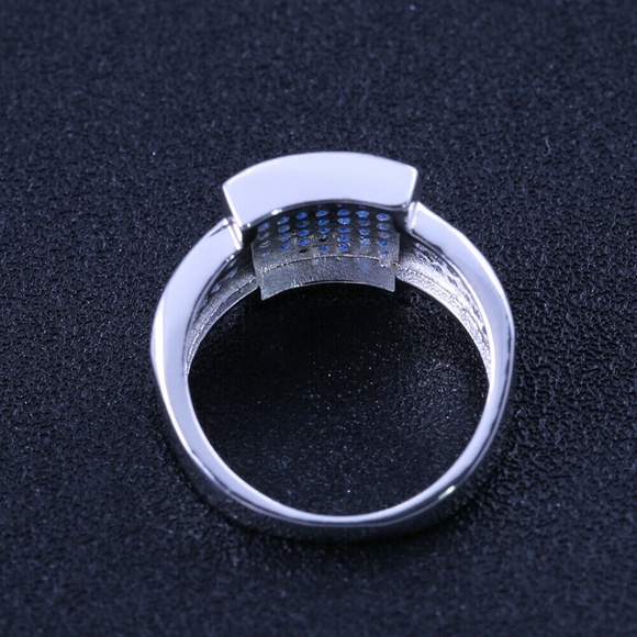New 925 Silver Micro Shape Blue Sapphire Ring - Picture 5 of 5